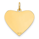 Polished Class of 2024 Heart Charm Pendant in Real 14k Yellow Gold