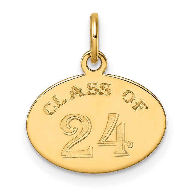 Polished Oval CLAOF 2024 Charm Pendant in Real 14k Yellow Gold