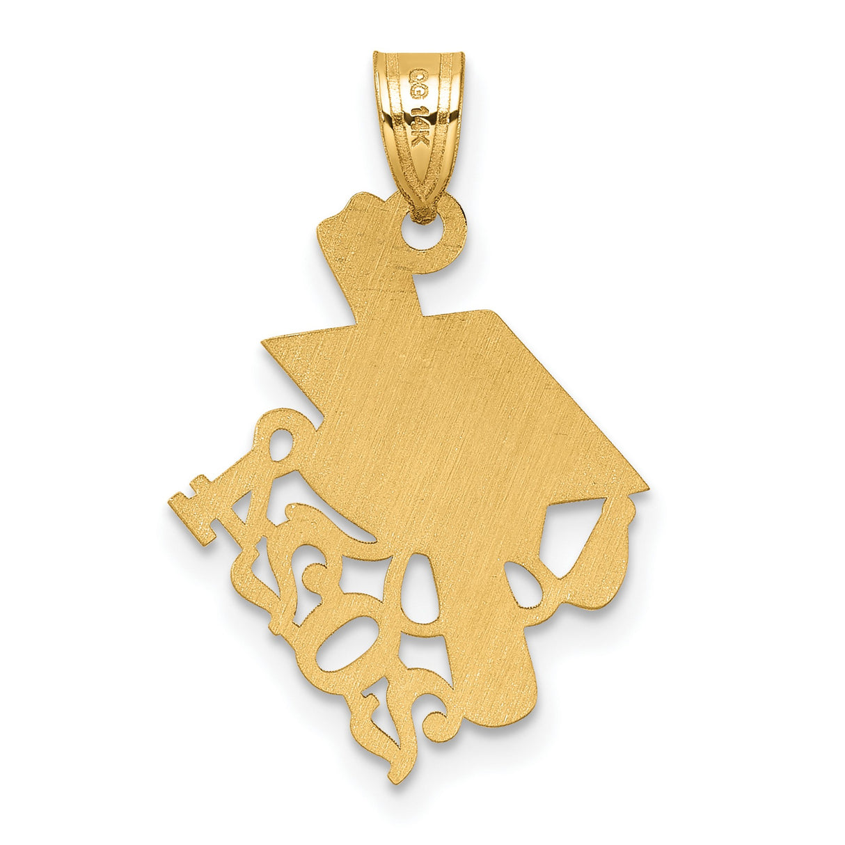 Graduation Cap and Slanted Diploma 2024 Charm Pendant in Real 14k Yellow Gold