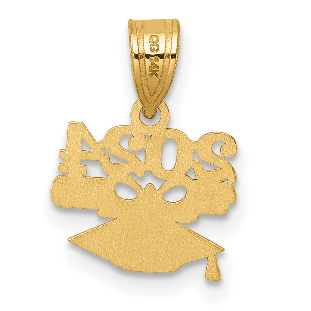 Graduation Cap and Diploma 2024 Charm Pendant in Real 14k Yellow Gold