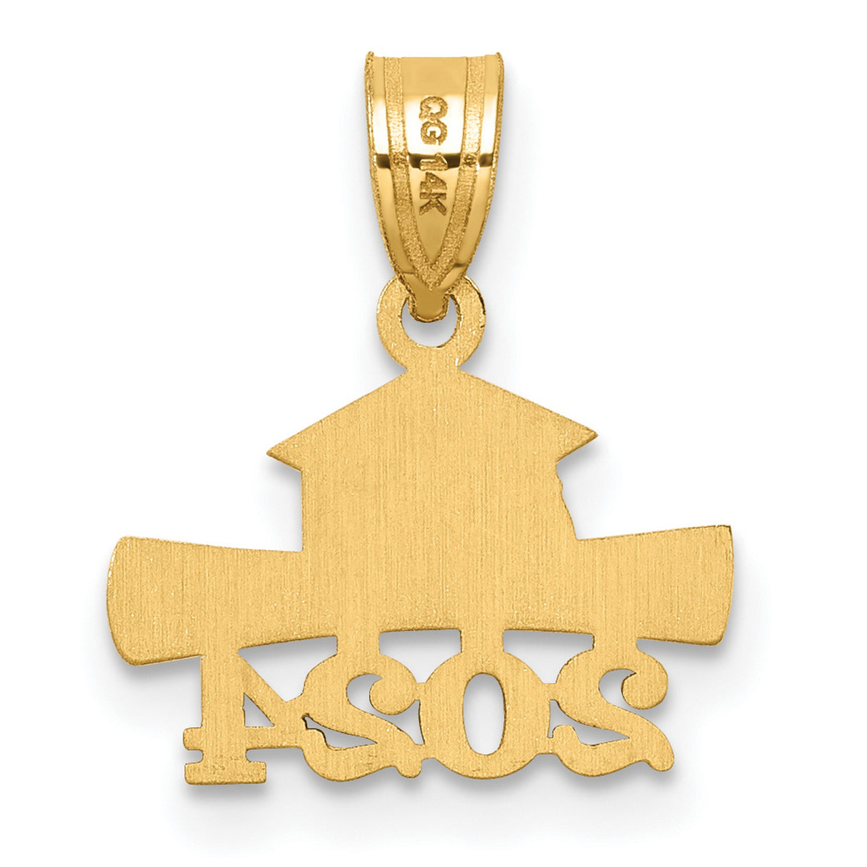 2024 Graduation Cap and Diploma Charm Pendant in Real 14k Yellow Gold