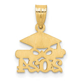 Graduation Cap and Diploma 2024 Charm Pendant in Real 14k Yellow Gold