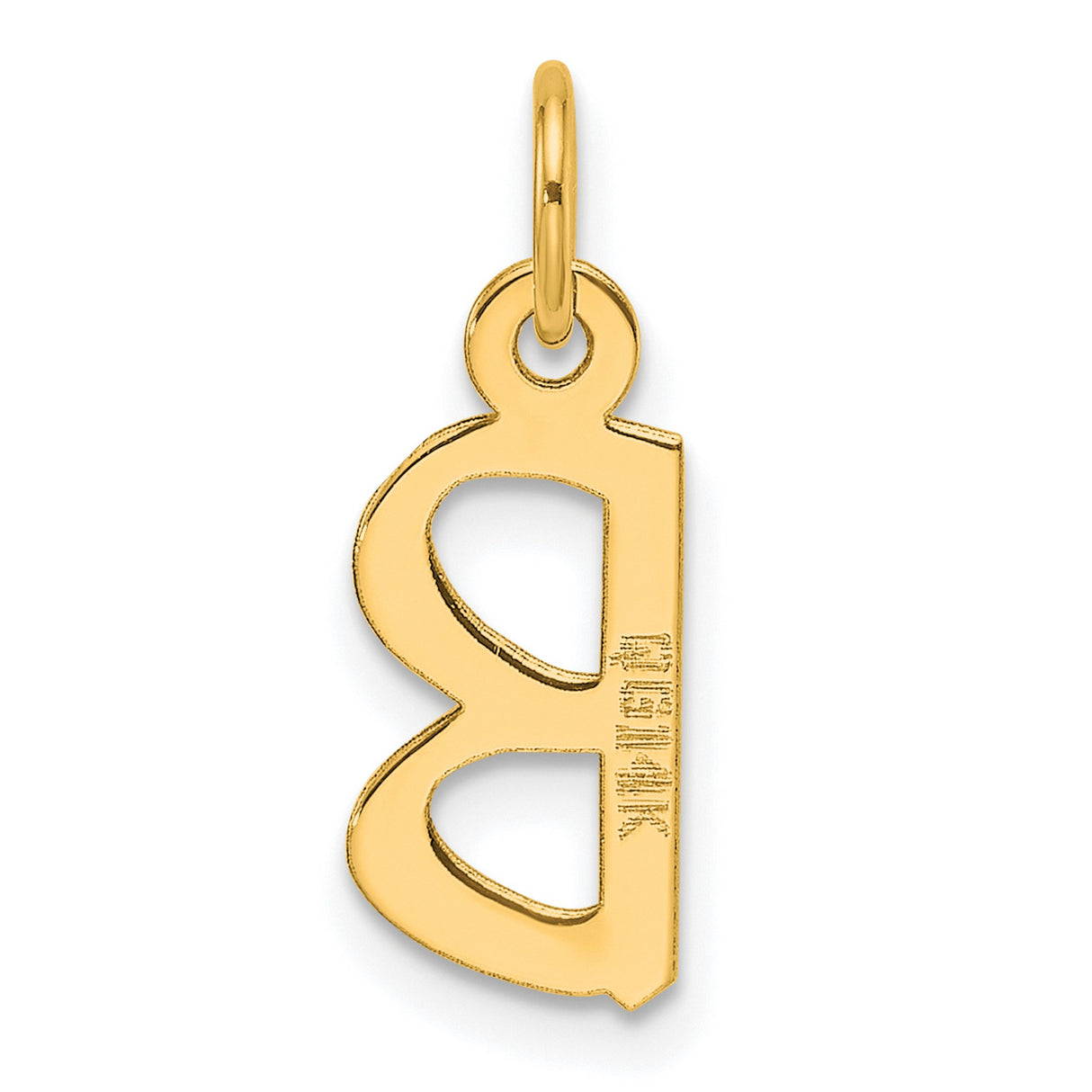 14k Yellow Gold Letter B Pendant Charm, Polished Block Initial Design, Unisex Jewelry