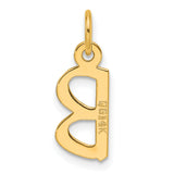 14k Yellow Gold Letter B Pendant Charm, Polished Block Initial Design, Unisex Jewelry