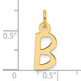 14k Yellow Gold Letter B Pendant Charm, Polished Block Initial Design, Unisex Jewelry
