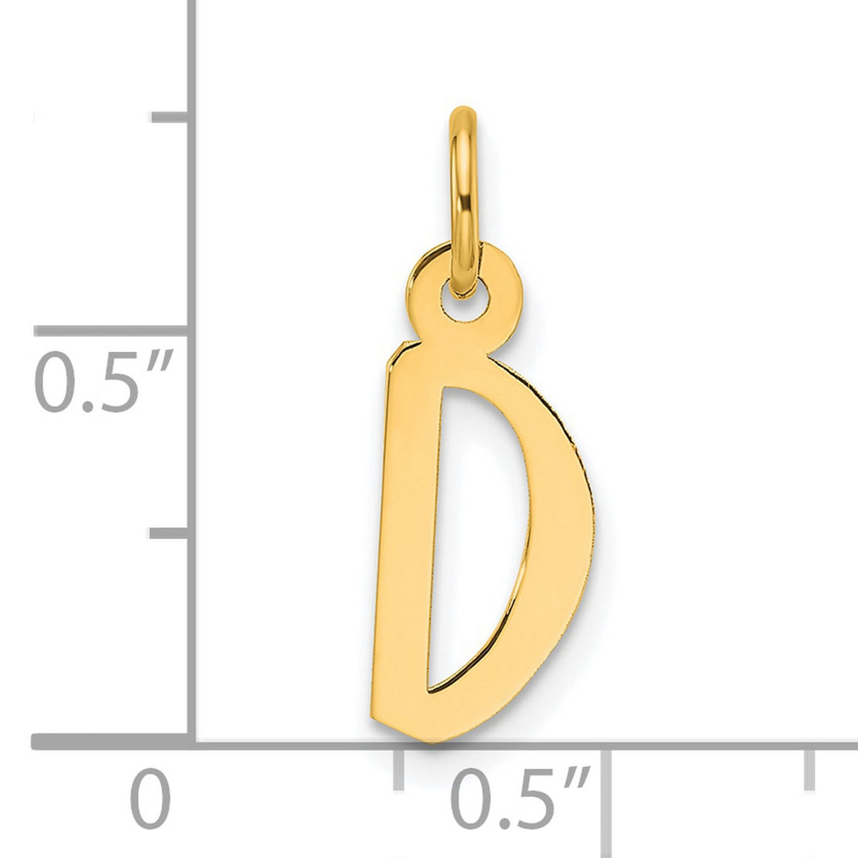 14k Yellow Gold Initial D Pendant Charm, Slanted Block Letter Design for Women or Unisex Wear