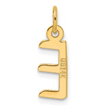 14k Yellow Gold Pendant, Block Letter E Initial Charm, Unisex Alphabet Jewelry