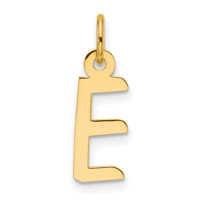 14k Yellow Gold Pendant, Block Letter E Initial Charm, Unisex Alphabet Jewelry