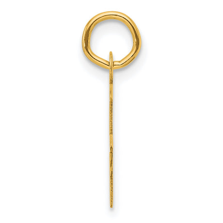 14k Yellow Gold Letter F Pendant, Polished Block Initial Charm for Women or Unisex