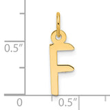 14k Yellow Gold Letter F Pendant, Polished Block Initial Charm for Women or Unisex