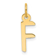 14k Yellow Gold Letter F Pendant, Polished Block Initial Charm for Women or Unisex