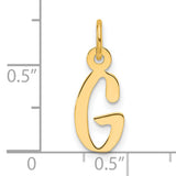 Slanted Block Letter G Initial Charm Pendant in Real 14k Yellow Gold