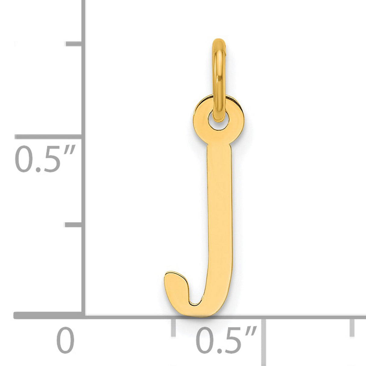 14k Yellow Gold Letter J Pendant, Polished Block Initial Charm for Women or Unisex Wear