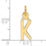 14k Yellow Gold Initial K Pendant Charm, Polished Letter Jewelry for Women or Unisex Wear