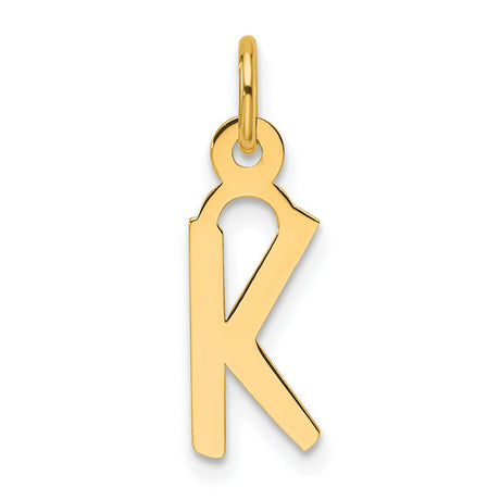 14k Yellow Gold Initial K Pendant Charm, Polished Letter Jewelry for Women or Unisex Wear
