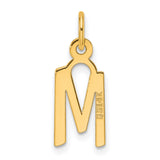 14k Yellow Gold Letter M Charm Pendant, Stylized Virgin Mary Religious Jewelry