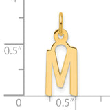 14k Yellow Gold Letter M Charm Pendant, Stylized Virgin Mary Religious Jewelry