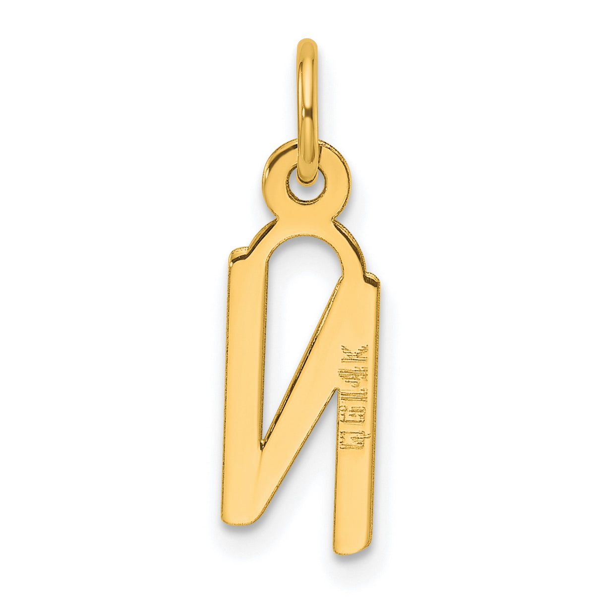 14k Yellow Gold Letter N Pendant Charm, Polished Cutout Initial, Modern Block Style