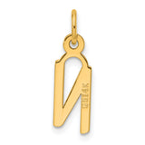 14k Yellow Gold Letter N Pendant Charm, Polished Cutout Initial, Modern Block Style