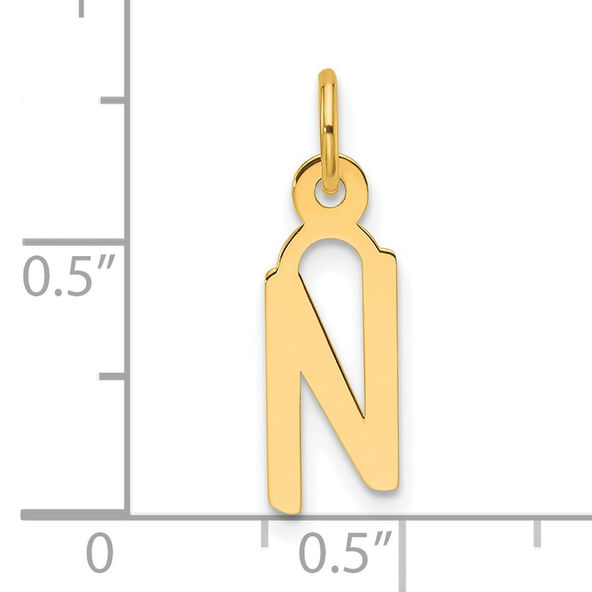 14k Yellow Gold Letter N Pendant Charm, Polished Cutout Initial, Modern Block Style