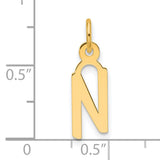 14k Yellow Gold Letter N Pendant Charm, Polished Cutout Initial, Modern Block Style