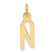 14k Yellow Gold Letter N Pendant Charm, Polished Cutout Initial, Modern Block Style