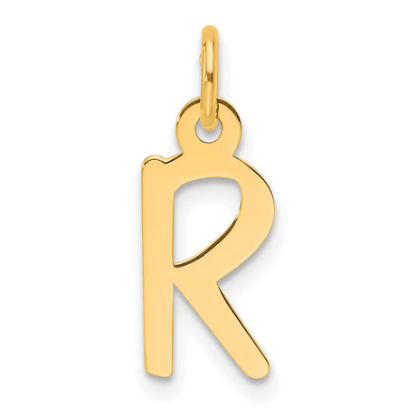 14k Yellow Gold Letter R Pendant Charm, Polished Block Initial, Unisex Jewelry Accessory