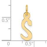 14k Yellow Gold Lowercase S Pendant, Stylized Alphabet Charm for Necklace or Bracelet