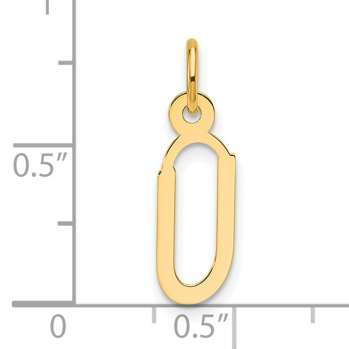 Slanted Block Letter U Initial Charm Pendant in Real 14k Yellow Gold