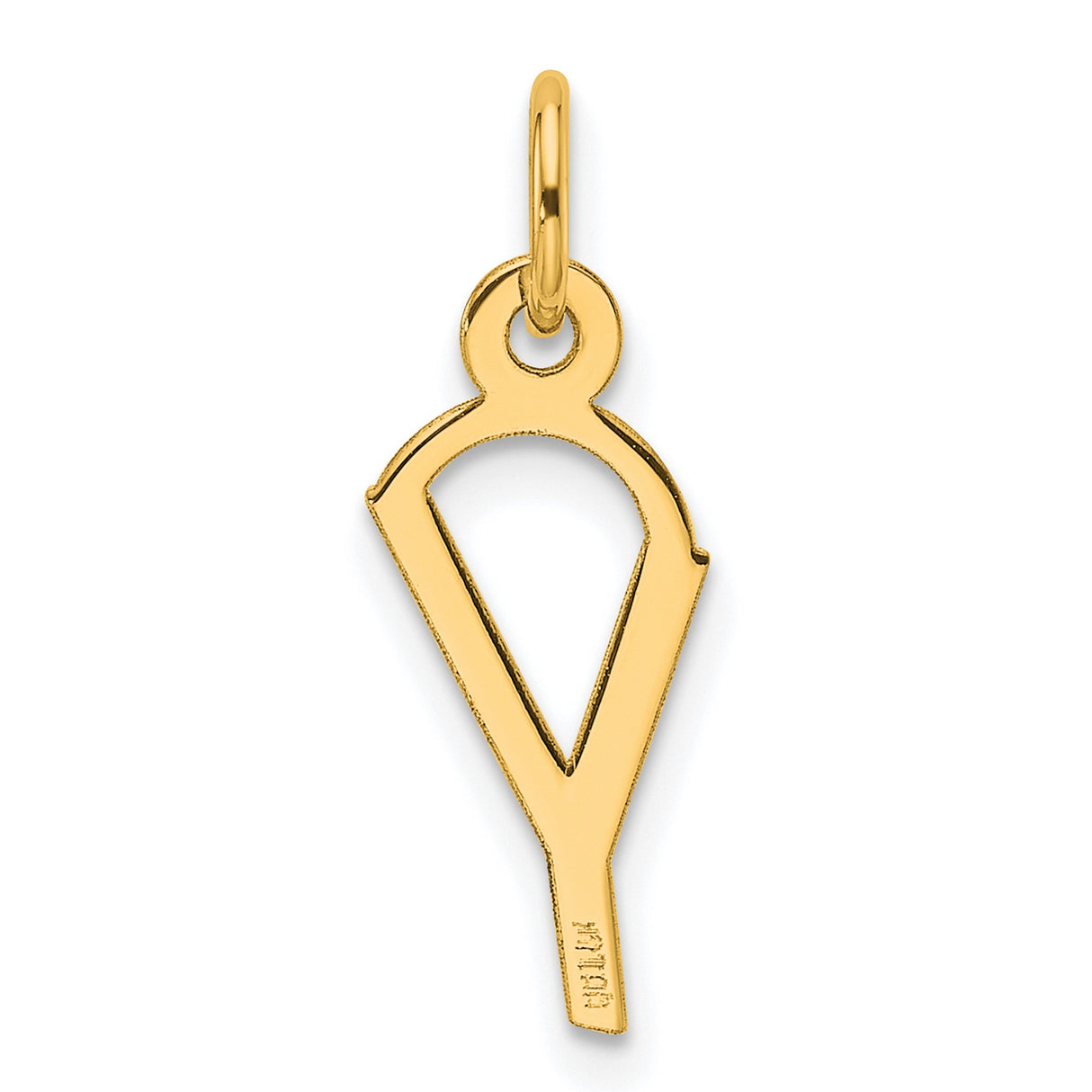 Slanted Block Letter Y Initial Charm Pendant in Real 14k Yellow Gold