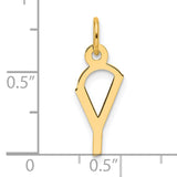Slanted Block Letter Y Initial Charm Pendant in Real 14k Yellow Gold