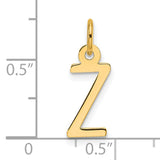 Slanted Block Letter Z Initial Charm Pendant in Real 14k Yellow Gold