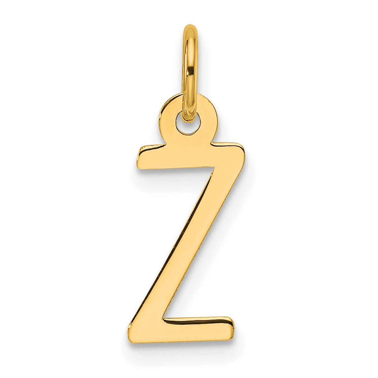 Slanted Block Letter Z Initial Charm Pendant in Real 14k Yellow Gold