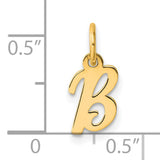 14k Yellow Gold Letter B Pendant, Cursive Script Initial Charm for Women