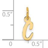 14k Yellow Gold Initial C Pendant Charm, Script Letter Cursive Monogram Jewelry for Women
