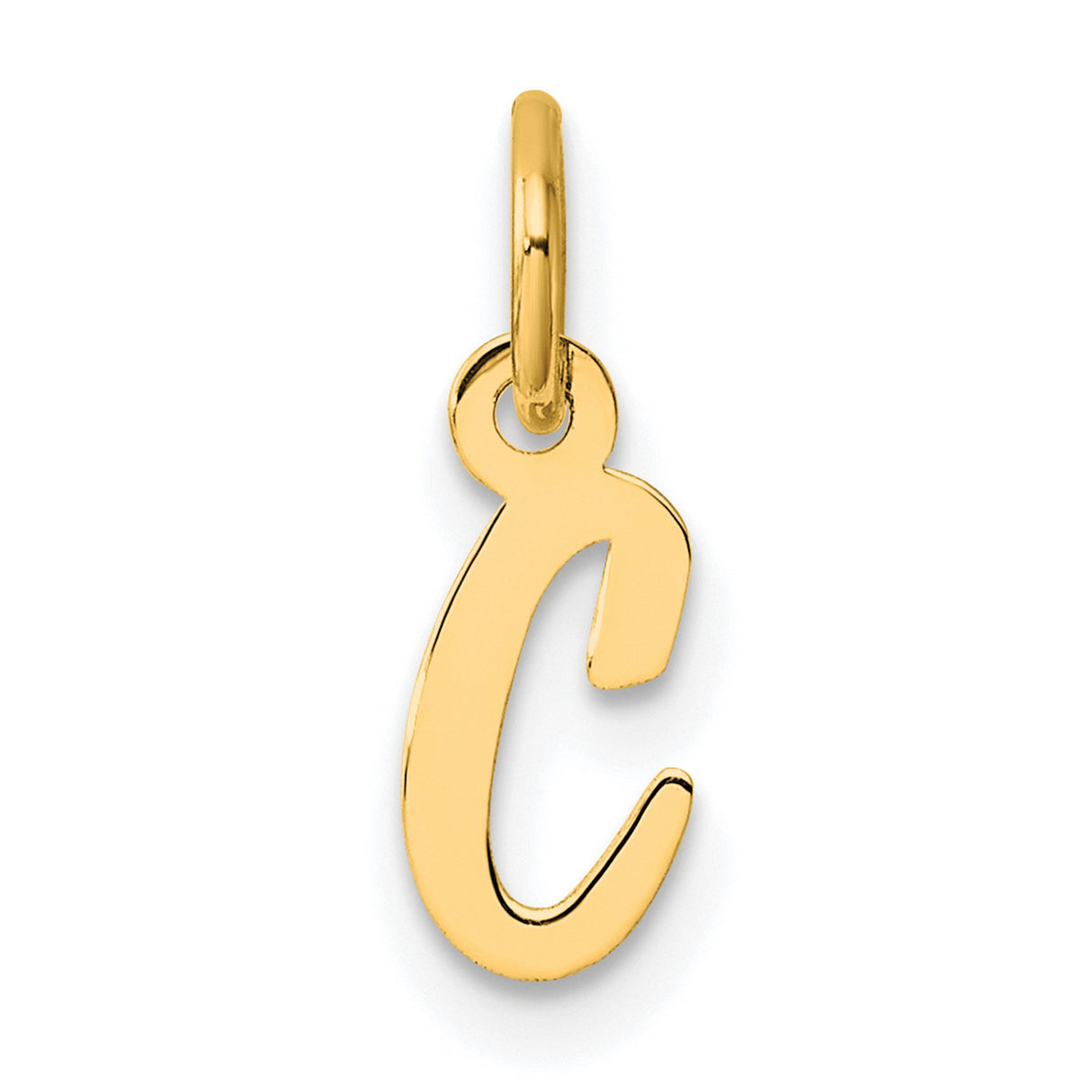 14k Yellow Gold Initial C Pendant Charm, Script Letter Cursive Monogram Jewelry for Women