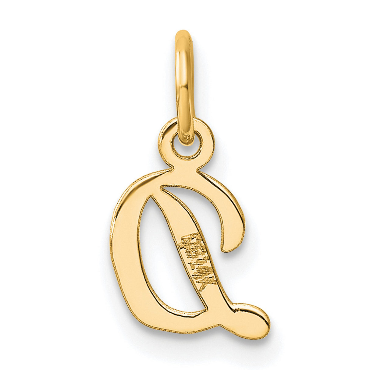14k Yellow Gold Initial D Pendant, Script Letter Charm with Polished Finish for Women
