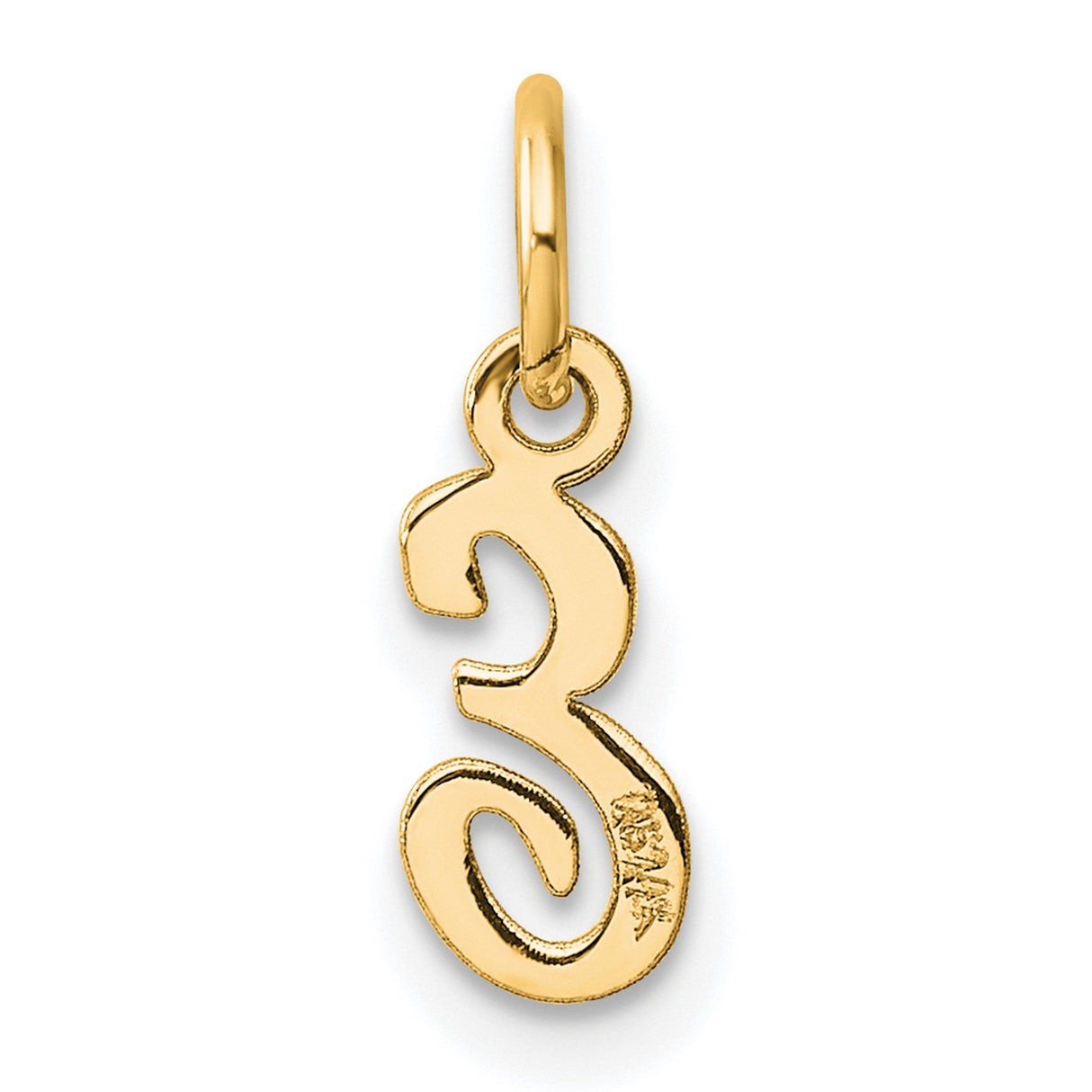 14k Yellow Gold Script Letter E Pendant, Cursive Initial Charm for Women