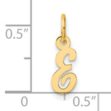 14k Yellow Gold Script Letter E Pendant, Cursive Initial Charm for Women