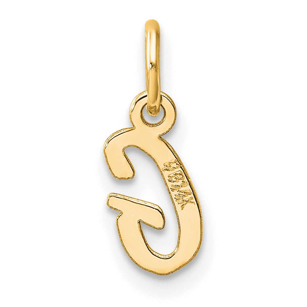 14k Yellow Gold Script Letter G Pendant, Polished Initial Charm for Women