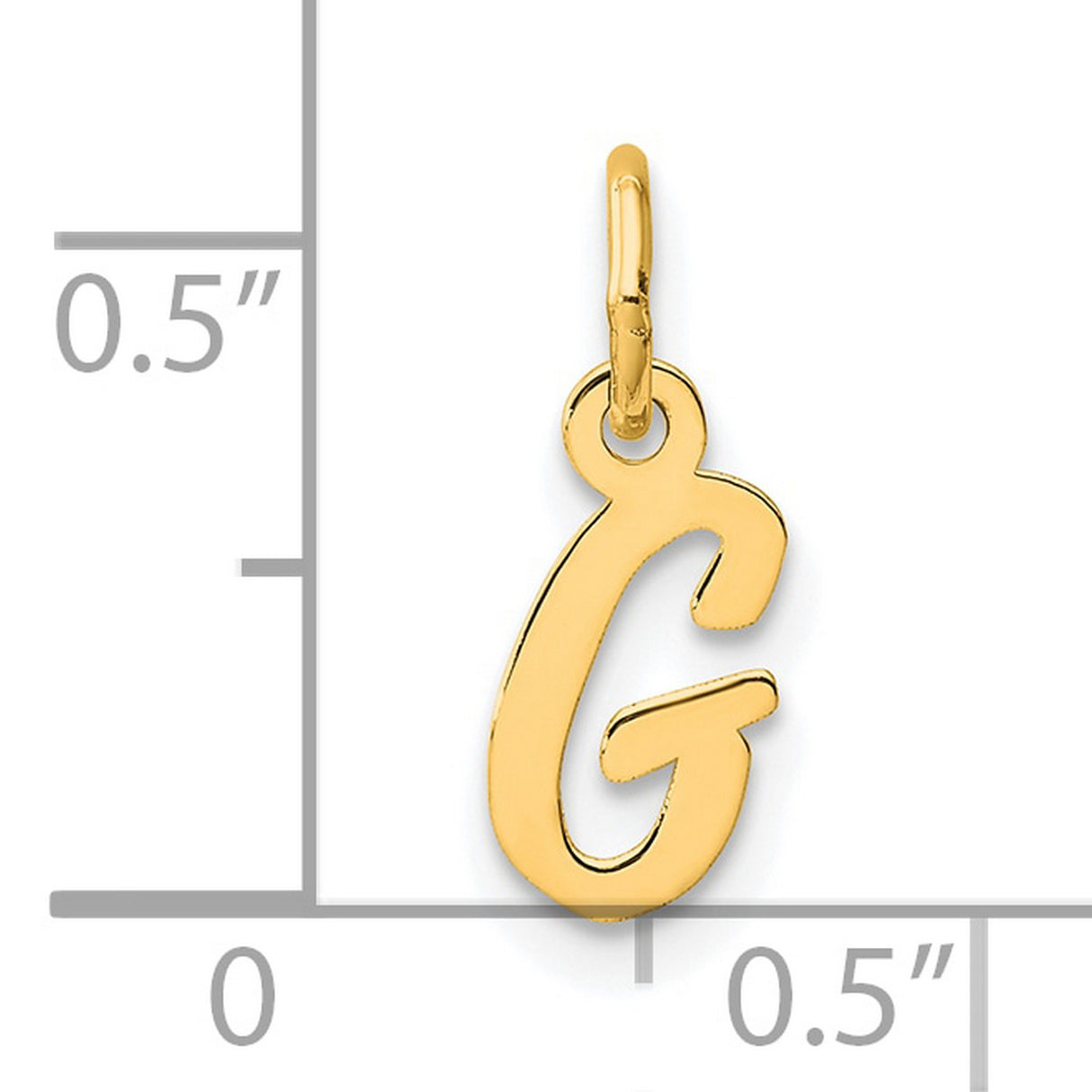 14k Yellow Gold Script Letter G Pendant, Polished Initial Charm for Women