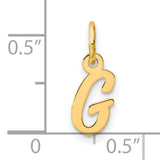 14k Yellow Gold Script Letter G Pendant, Polished Initial Charm for Women