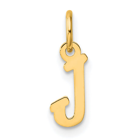 14k Yellow Gold Script Letter J Pendant, Dainty Personalized Initial Charm for Women