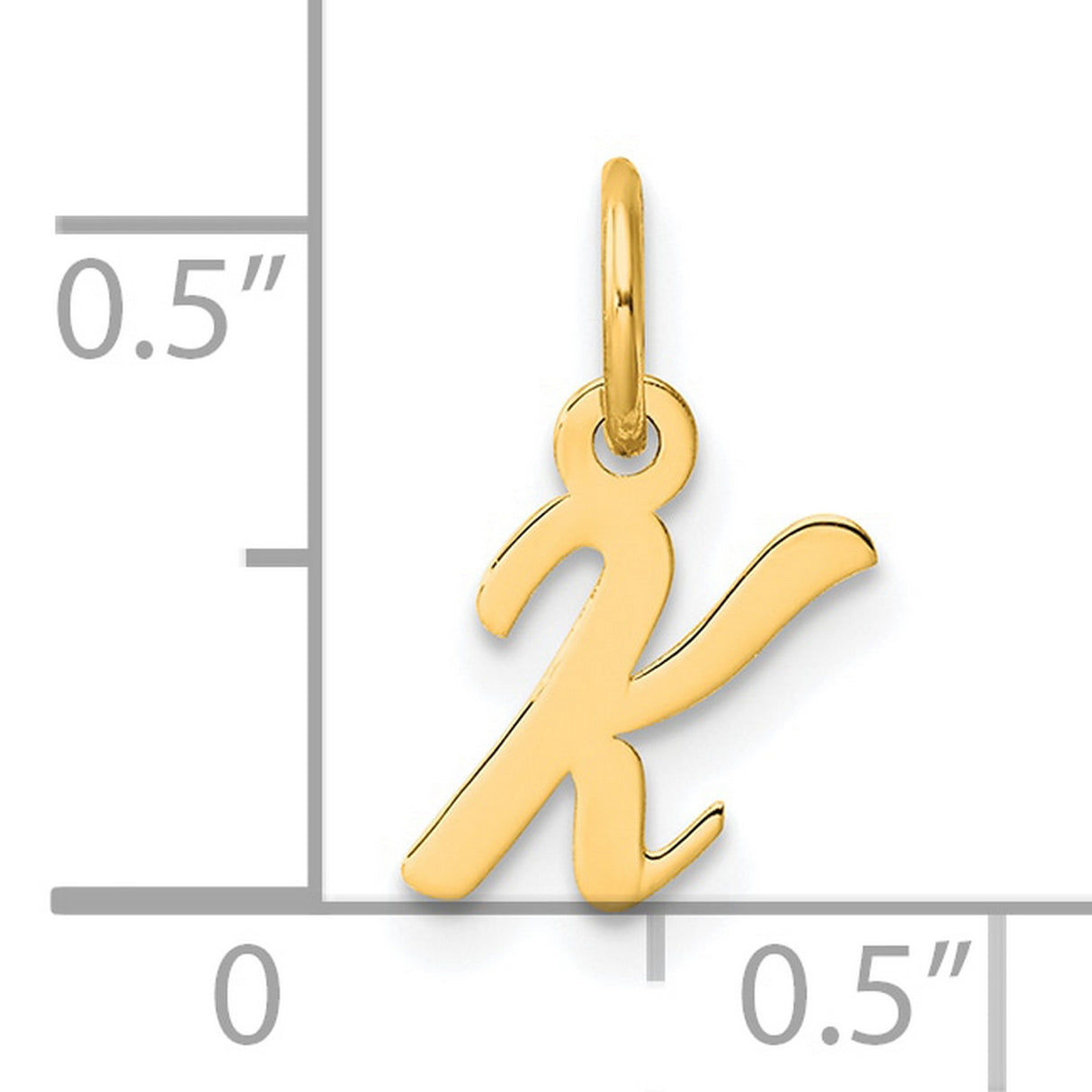 14k Yellow Gold Letter K Script Pendant, Polished Alphabet Charm for Women