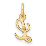 14k Yellow Gold Script Letter L Pendant Charm, Cursive Initial Monogram Jewelry for Women