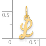 14k Yellow Gold Script Letter L Pendant Charm, Cursive Initial Monogram Jewelry for Women