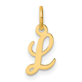 14k Yellow Gold Script Letter L Pendant Charm, Cursive Initial Monogram Jewelry for Women