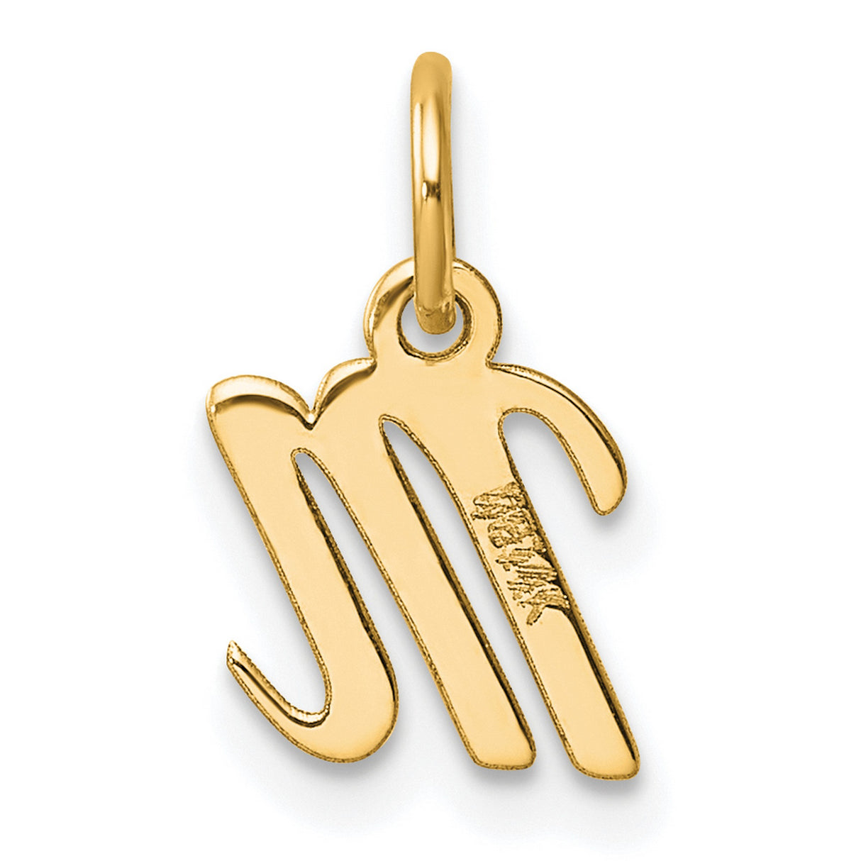 14k Yellow Gold Virgo Zodiac Pendant with Script Design, Polished Astrology Charm