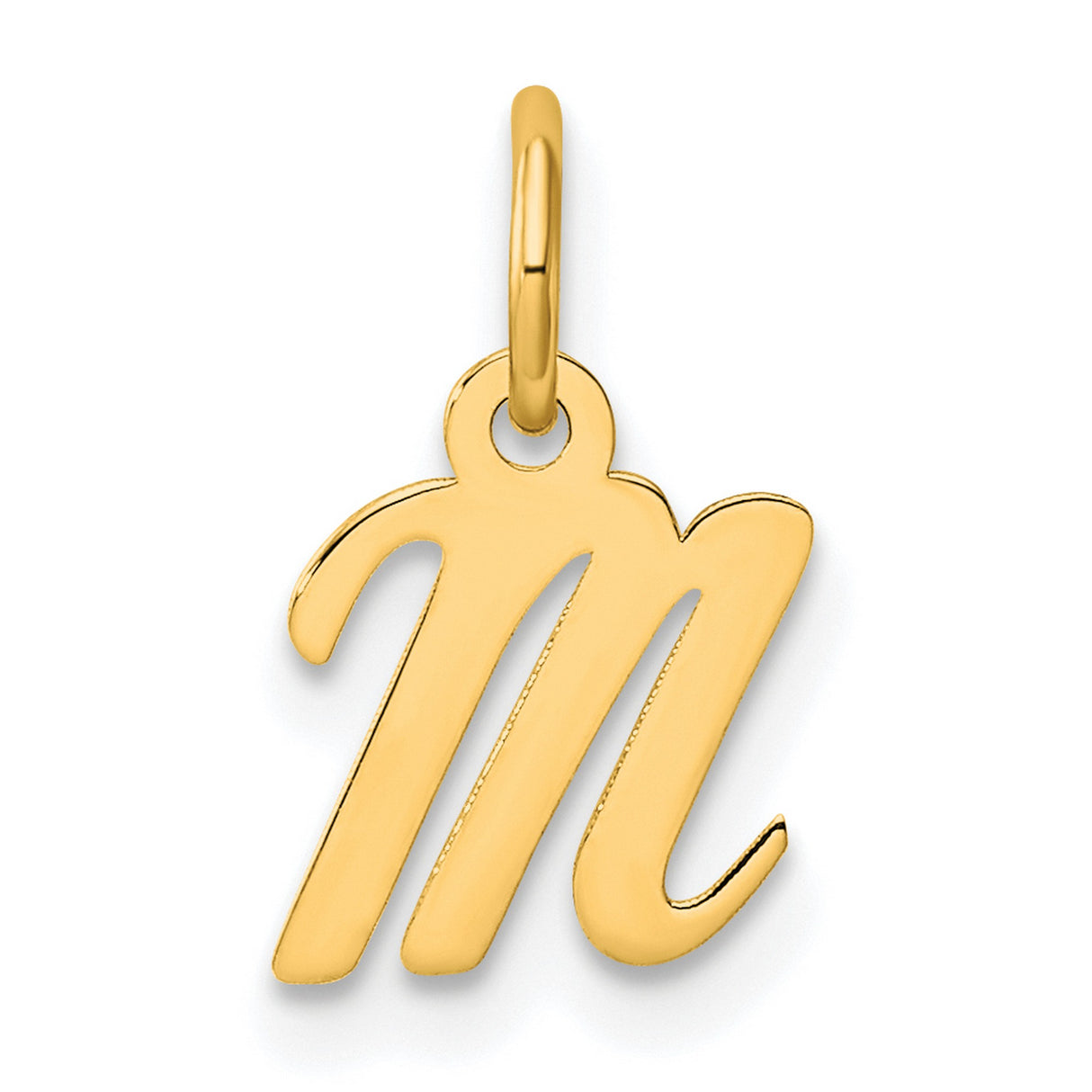 14k Yellow Gold Virgo Zodiac Pendant with Script Design, Polished Astrology Charm