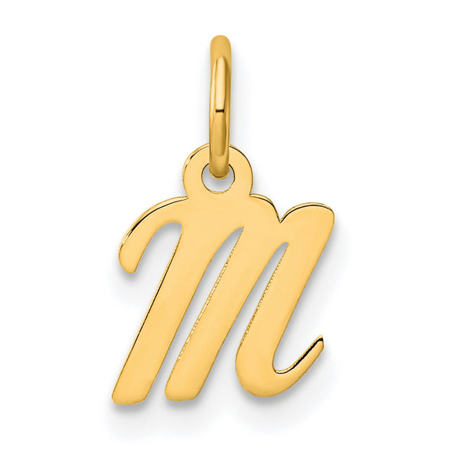 14k Yellow Gold Virgo Zodiac Pendant with Script Design, Polished Astrology Charm